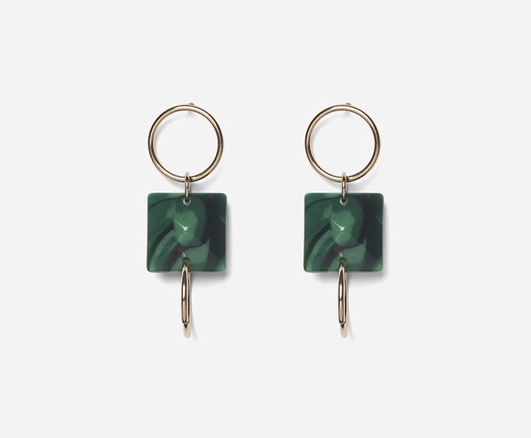 Boucles d'oreilles pyramide verte