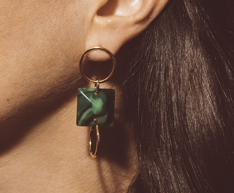 Boucles d'oreilles pyramide verte