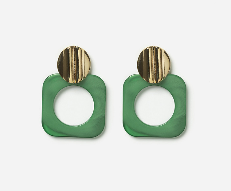 Boucles d'oreilles design en résine de couleur verte